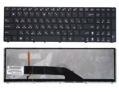 Клавиатура для ноутбука Asus (K50, K60, K70) с подсветкой (Light), Black, (Black Frame) RU