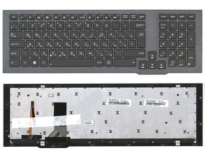 Клавиатура для ноутбука Asus (G75V, G75W) с подсветкой (Light), Black, (Gray Frame) RU (вертикальный энтер)