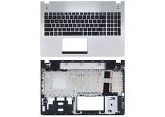 Купить Клавиатура для ноутбука Asus (N56, N56V) Black, с топ-панель (Silver), RU