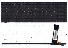 Купить Клавиатура для ноутбука Asus (N56) с подсветкой (Light) Black, RU с красной подсветкой